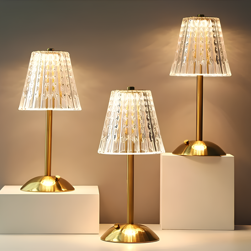 Lámpara de Mesa Cristal Dorado - Lumia Estudio
